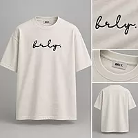 Cursive BRLY. Embroidered Oversized T-Shirt