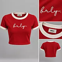 Cursive BRLY. Embroidered Crop Top for Women