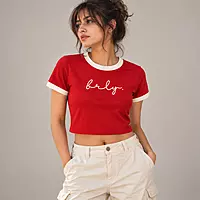 Cursive BRLY. Embroidered Crop Top for Women