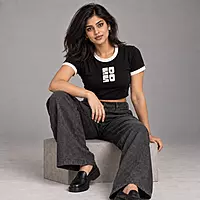SO SO Embroidered Crop Top for Women