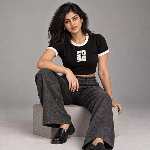 SO SO Embroidered Crop Top for Women