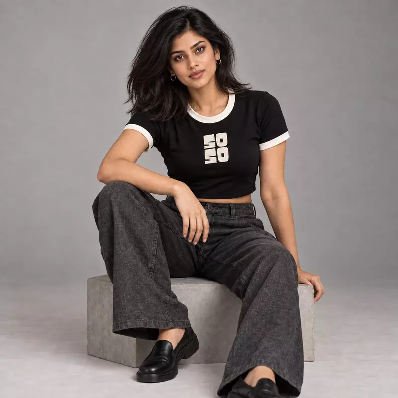 SO SO Embroidered Crop Top for Women
