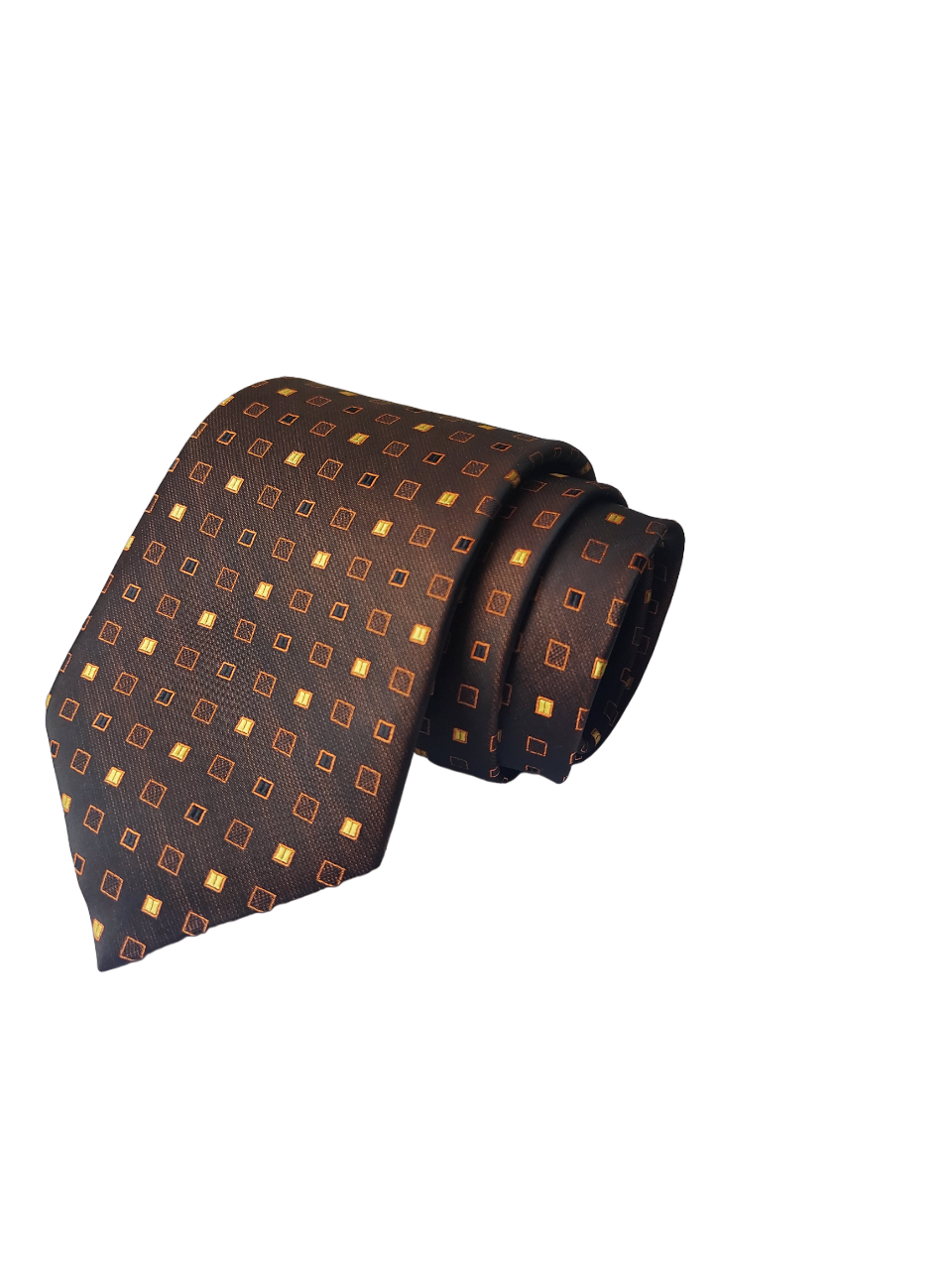 Brown Dotted Necktie with Pocket Square