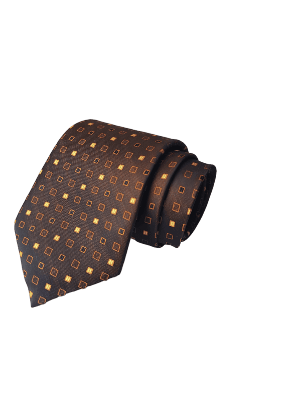 Brown Dotted Necktie with Pocket Square