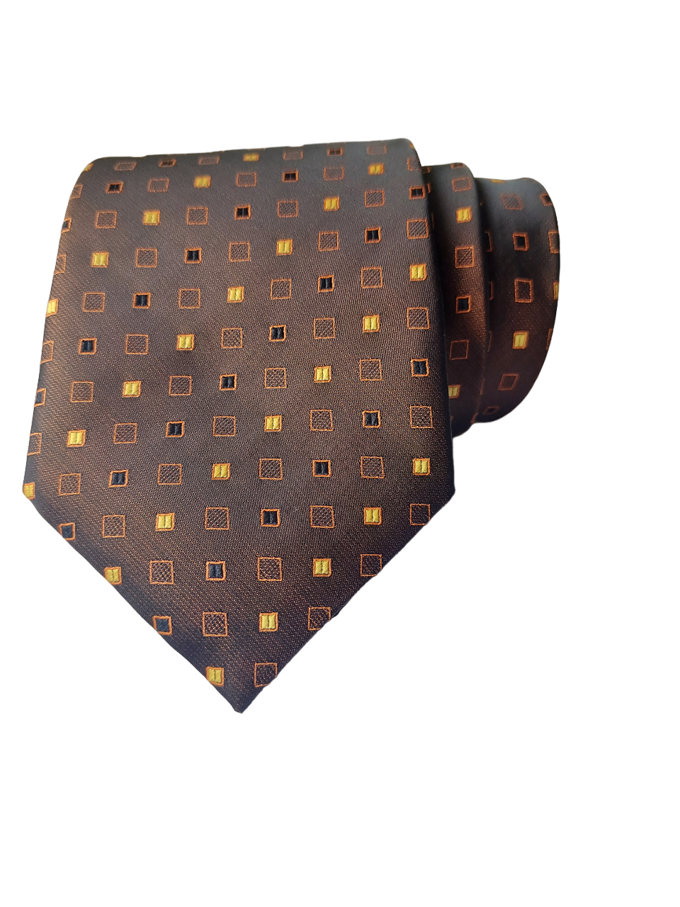 Brown Dotted Necktie with Pocket Square