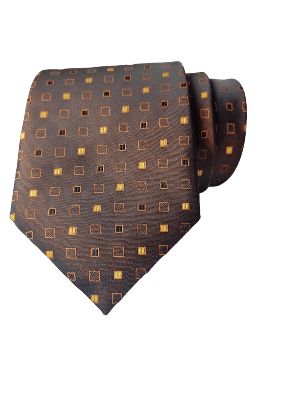 Brown Dotted Necktie with Pocket Square