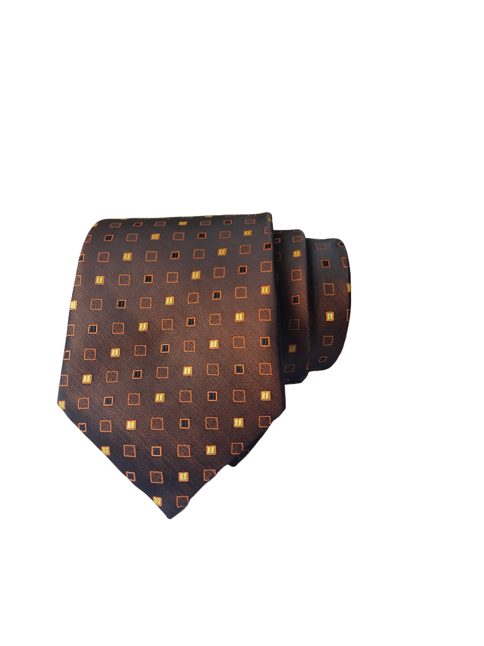 Brown Dotted Necktie with Pocket Square