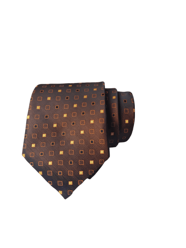 Brown Dotted Necktie with Pocket Square