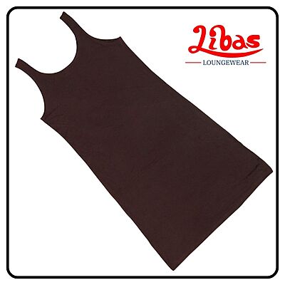 Dark brown hosiery cotton long slip from Libas loungewear-LS005