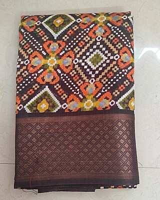 Cotton Zari Border Saree - Brown Cotton Zari Border Saree - Brown