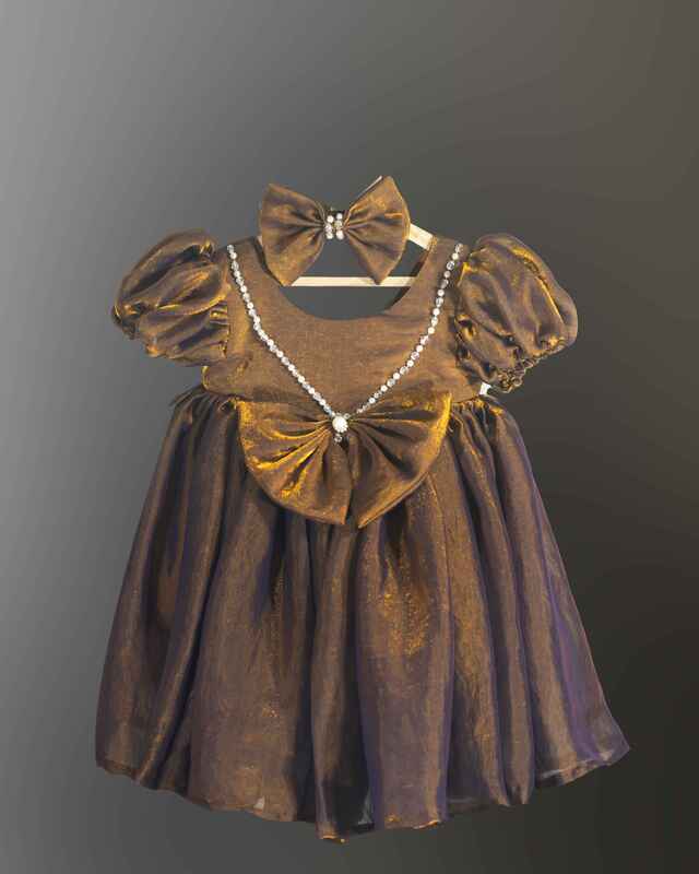 Caramel Pearl Bow Dress