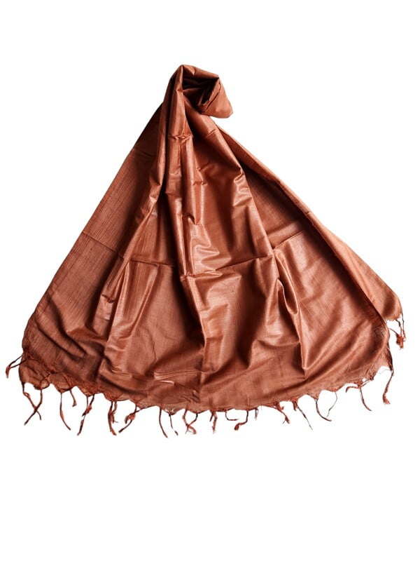 Brown Cotton Silk Solid Dupatta