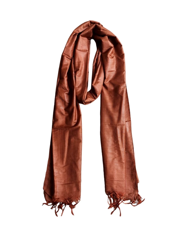 Brown Cotton Silk Solid Dupatta