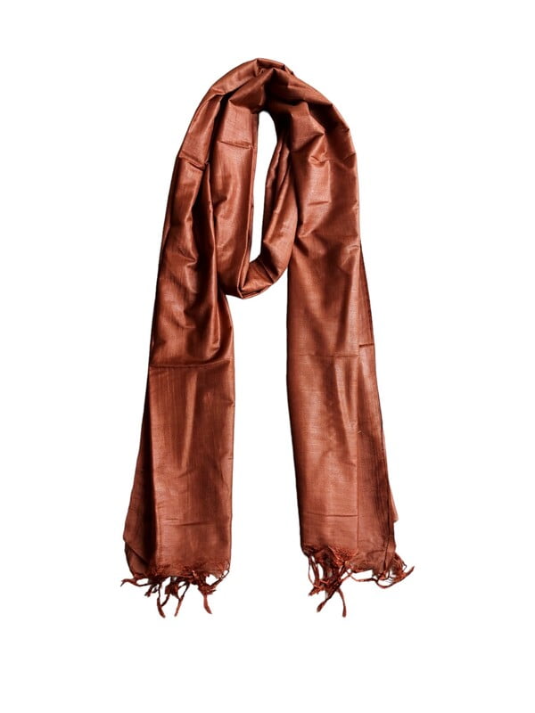 Brown Cotton Silk Solid Dupatta