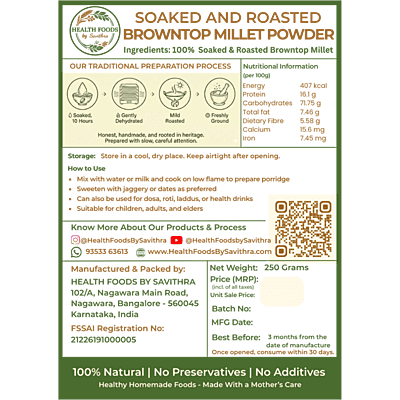 Soaked & Roasted Browntop Millet Powder (250 g)