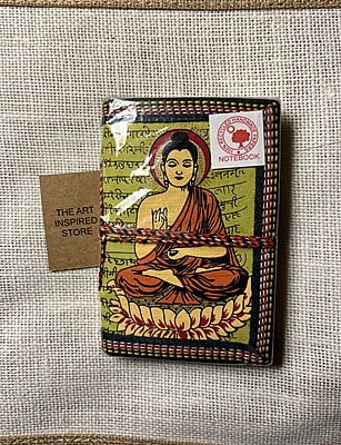 Kaagaz Handcrafted Pocket Diary | Buddha Print | A Shade of Green