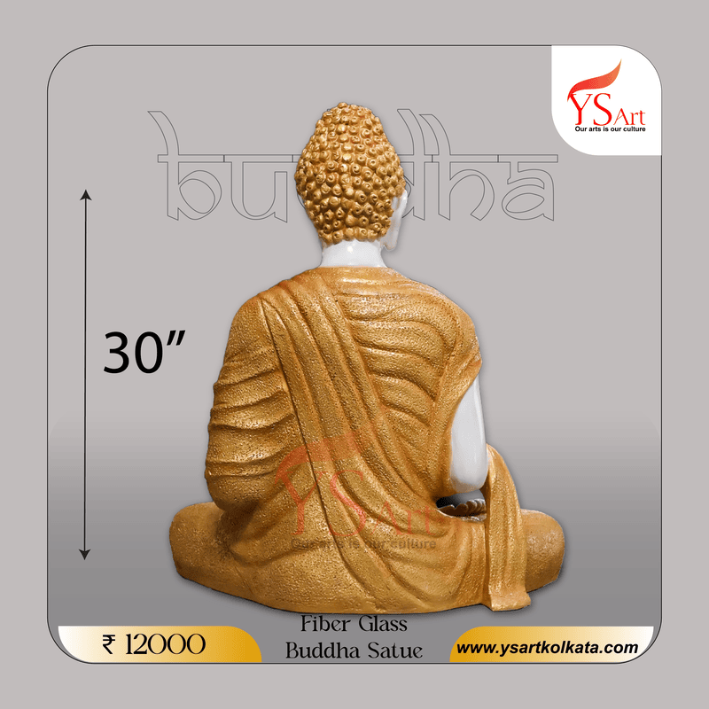 30 Inch Gold Fiber Glass Buddha Statue for Home & Office Decor