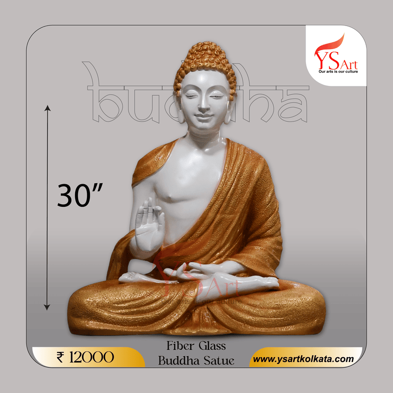 30 Inch Gold Fiber Glass Buddha Statue for Home & Office Decor