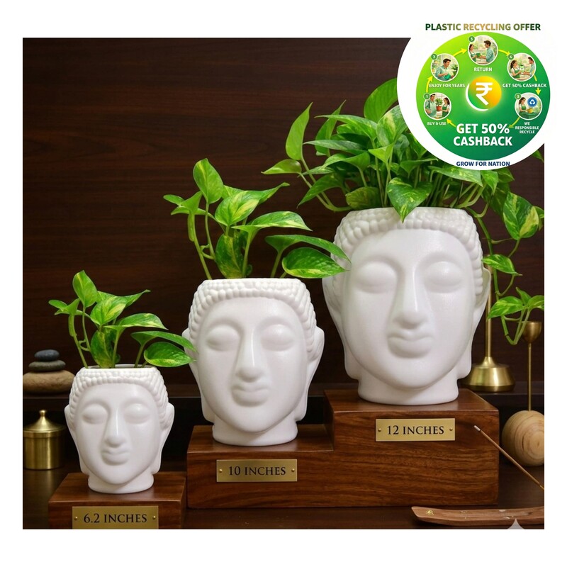 Buddha Plastic Pot|White