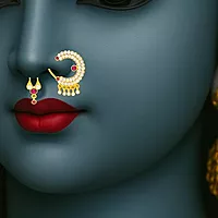 God Ornament Gold Plated Stone Nose Ring(Pullaku)