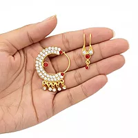 God Ornament Gold Plated Stone Nose Ring(Pullaku)