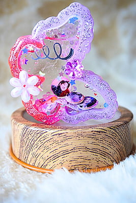 BUTTERFLY WITH PHOTO SHAKER BITS KEYCHAIN