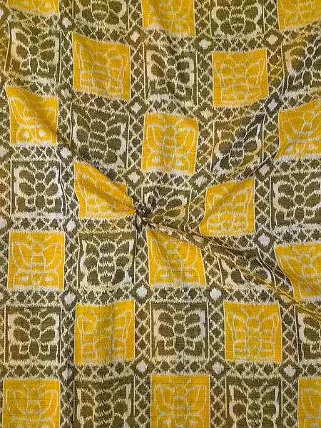 BUTTERFLY BANDHA FABRIC-MUSTARD