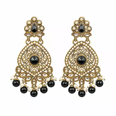 Aabira Noir Pearl Teardrop Earrings
