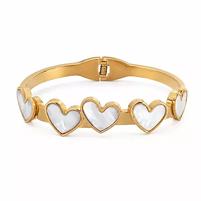 Amora Five-Heart Pearl-Effect Gold-Tone Bracelet