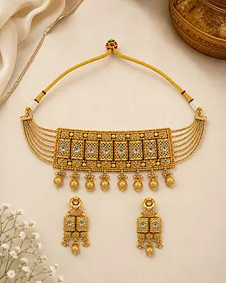 Kundan Rajvika Antique Filigree Choker Set