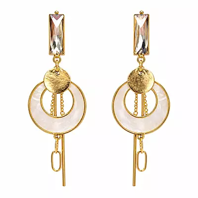 Aurevia Crystal Geometric Gold-Tone Drop Earrings