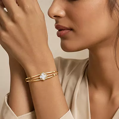 Celestia Pearl Clover Gold-Tone Bracelet