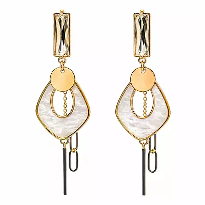 Elowen Pearl Geo Crystal Gold-Tone Drop Earrings