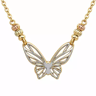 Aurelia Two-Tone Butterfly Pendant Necklace