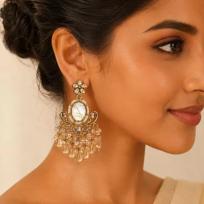 Seraphina Ivory Marble Crystal Chandelier Earrings
