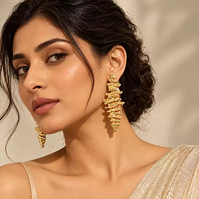Ondavelle Gold-Tone Sculptural Pleated Earrings