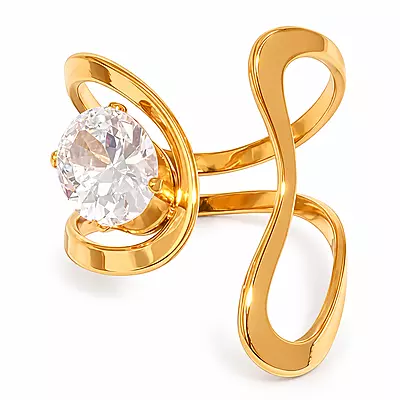 Celestine 18K Gold-Plated Crystal Swirl Adjustable Ring