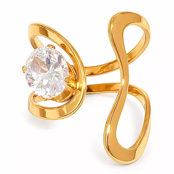 Celestine 18K Gold-Plated Crystal Swirl Adjustable Ring