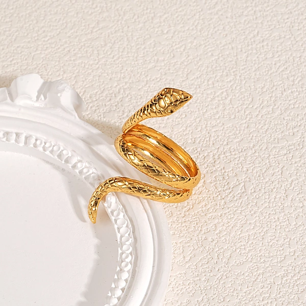 Serpentis 18K Gold-Plated Sculptural Snake Open Ring