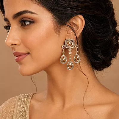 Elara Champagne Crystal Chandelier Earrings