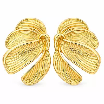 Fiorenza Textured Gold-Tone Petal Stud Earrings