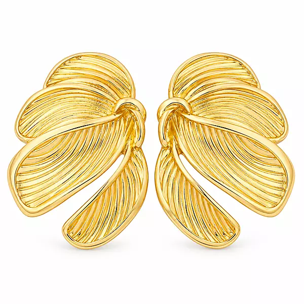 Fiorenza Textured Gold-Tone Petal Stud Earrings