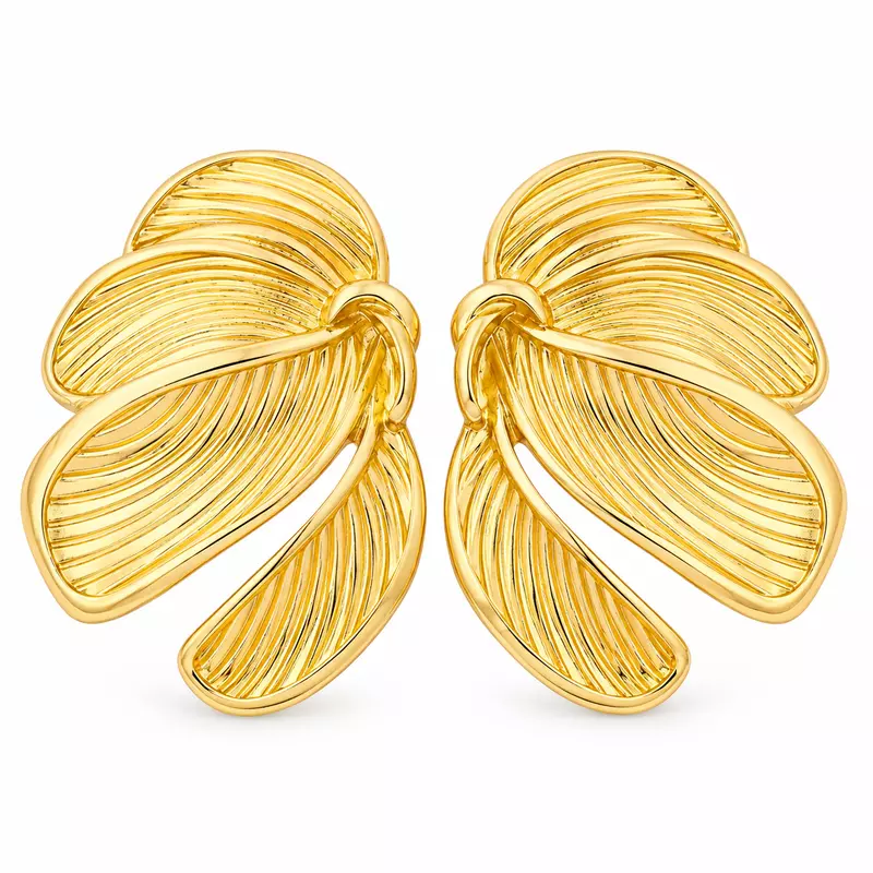 Fiorenza Textured Gold-Tone Petal Stud Earrings