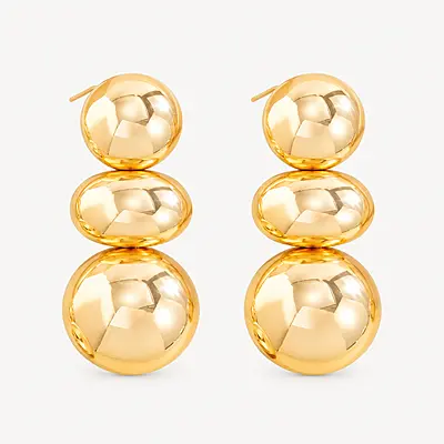 Aurevane Triple Bubble Gold-Tone Stud Earrings