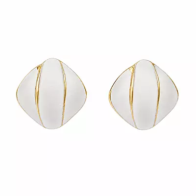 Ivoria White Sculpted Gold-Tone Stud Earrings