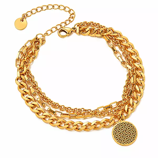 Aurevia Layered 14K Gold-Plated Medallion Chain Bracelet