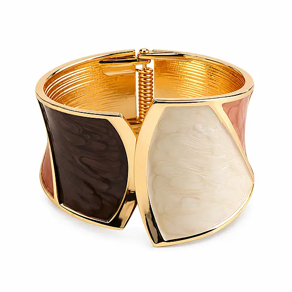 Cavira Tricolour Marbled Gold-Tone Cuff Bracelet