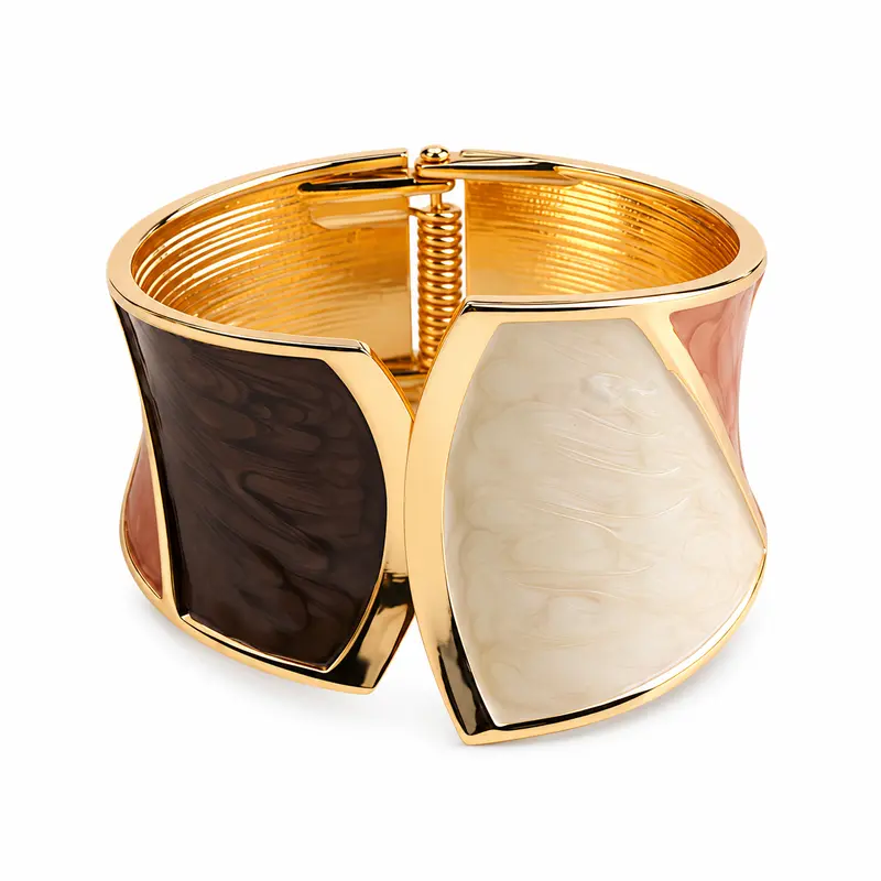 Cavira Tricolour Marbled Gold-Tone Cuff Bracelet