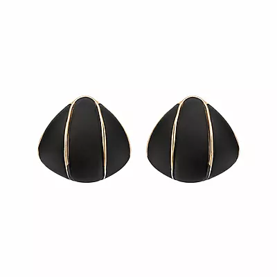 Noiré Black Sculpted Gold-Tone Stud Earrings