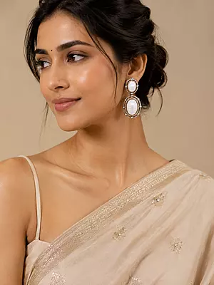 Ivory Royale Oval Crystal Drop Earrings